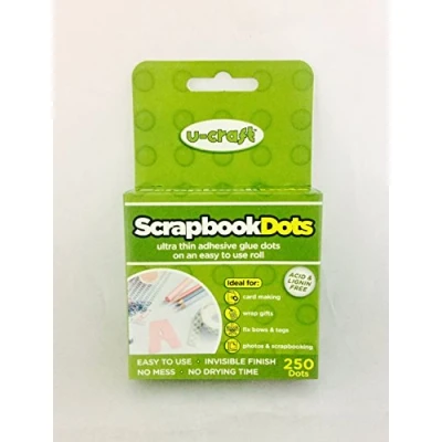 Image of 2 x U Craft 10mm Flat Scrapbook Glue Adhesive Permanent Dots 250 per roll 201059