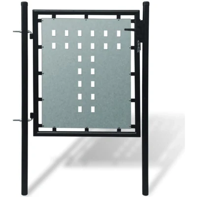 Image of vidaXL Black Single Door Fence Gate 100 x 150 cm