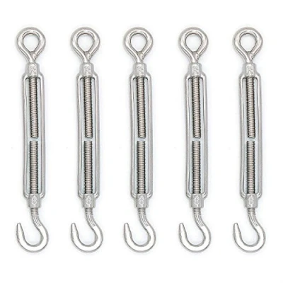 Image of Mecollection 10pcs M8 Stainless Steel 304 Hook &amp; Eye Turnbuckle Wire RopeTension