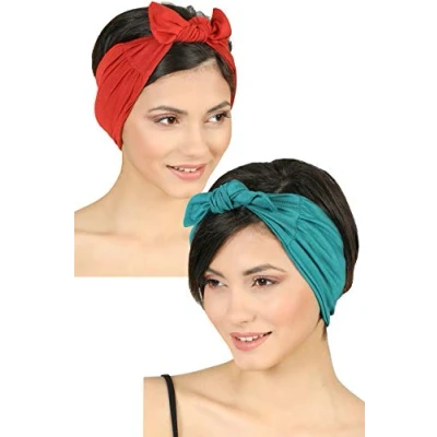 Image of Deresina Bow Tie Knotted Headband for Women (Cinnemon Teal)