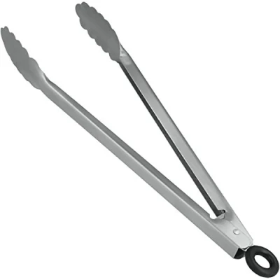 Image of Metaltex 25.09.74 Stainless Steel Multipurpose Grill Tongs with Locking Mechanism, 30 cm, Stainless_Steel, Silver