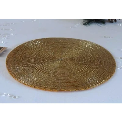Image of Set of 4 Gold Glass Beaded Table Placemats