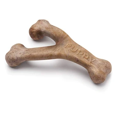 Image of Benebone Puppy Indestructible Wishbone Dog Chew Toy For Aggressive Chewers, Long Lasting Tough Teething Boredom Breaker Puppies, Real Bacon Flavour, Medium Dogs, Made in the USA