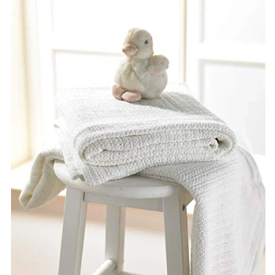 Image of Super Soft Cot Bed Pure Cotton Baby Junior Cellular Blanket Cream 100 x 150cm