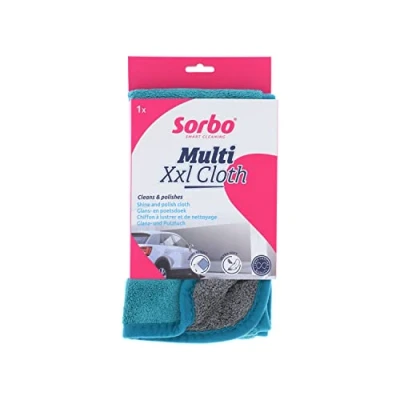 Image of Sorbo Extra Large Microfibre Cleaning Cloth, Ultra Soft, Shiny and Streakless Result, Car XXL All Purpose Everyday Essentials, Green/Grey