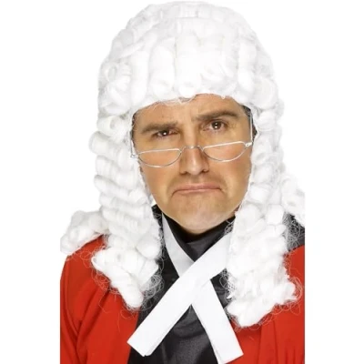 Image of Smiffys Judge&#039;s Wig, White , Cops &amp; Robbers Fancy Dress, Adult Dress Up Wigs