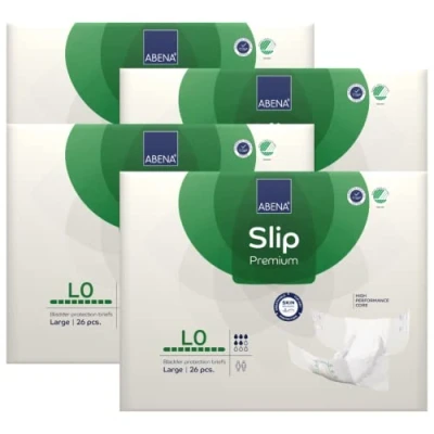 Image of ABENA Slip Premium All In One Incontinence Pads For Men &amp; Women, Eco Labelled Womens Pads, Mens Large 0, 100 150cm Waist, 2000ml Absorbency, 4x 26PK