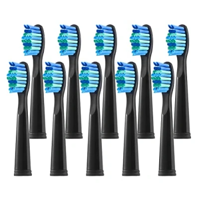 Image of Teeteck Replacement Toothbrush Heads Compatible with Fairywill 507/508/D7/D8/515/551/917/959,Black,10 Count