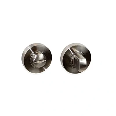 Image of Emuca Internal Door Turn and Release, Set of 5 Thumb Sliding Doors Lock with D.35 mm (1,37 inch) Rose, zamak, Satin Nickel