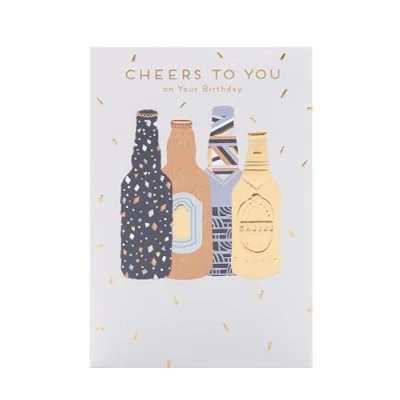 Image of UK Greetings Birthday Card for Him/Friend Foil Beers Design