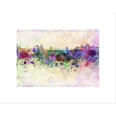 Image of Wee Blue Coo Painting Cityscape Paint Splash Skyline Budapest Wall Art Print