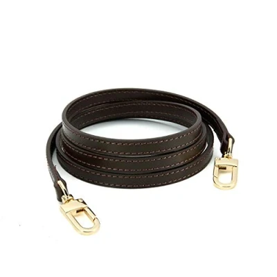 Image of Senral Brown Leather Crossbody Strap for Alma BB Damier Ebene Pochette Eva Favorite PM MM Mini 10mm Coated with Gold Hardware