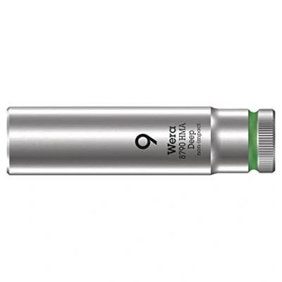 Image of Wera 05004506001 8790 HMA Deep Socket, Green, 9.0 mm