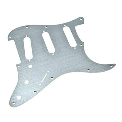 Image of KAISH 11 Hole Metal Aluminum Anodized Modern Style ST/Strat SSS Pickguard Guitar Pick Guard Scratch Plate for USA/Mexico Stratocaster/Strat Silver