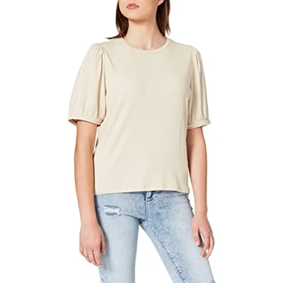 Image of OBJECT COLLECTORS ITEM Women&#039;s Objjamie S/S Top Noos T Shirt, Sand Bowl, XL