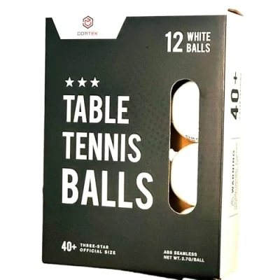 Image of Domtek Ping Pong Balls 3 star 40 + Pro ABS Table Tennis Pack of 12 Ideal for Indoor and Outdoor (White)