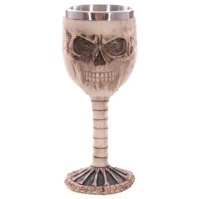 Image of Puckator Decorative Skull And Spine Goblet Skulls Bones Themed Home Decoration Wine Fantasy Accessories Stainless Steel Resin