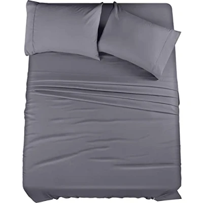 Image of Utopia Bedding 4pc Microfiber Bed Sheet Set (Full,Grey)