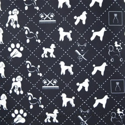 Image of Groomers Dog Grooming V Neck Tunic Hair Resistant &amp; Lightweight Machine Washable Quick Drying Unisex Short Sleeve Workwear (UK, Alpha, 3XL, Regular, Poodle Print)