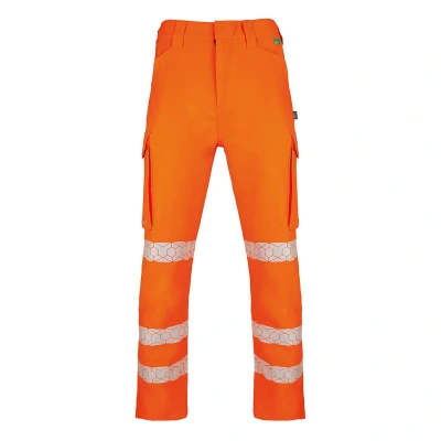 Image of Beeswift Envirowear Orange Hi Vis Trouser Unisex Reflective Sustainable Circular Process Safety PPE Workwear 40 Tall