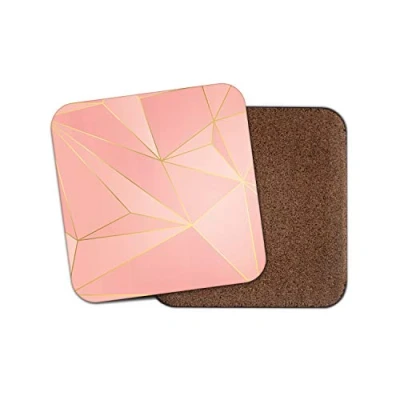 Image of 1 x Pink Art Deco Coaster Gold Pretty Girls Student Mum Auntie Fun #14887