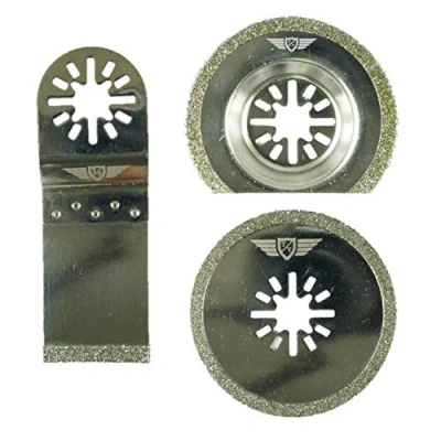 Image of 3 x TopsTools UNK3DA Diamond Grout Blades Compatible with Bosch Fein (Non StarLock) Makita Milwaukee Einhell Ergotools Hitachi Parkside Ryobi Worx Workzone Multi Tool Accessories
