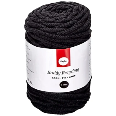 Image of Rayher Braidy Recycling Yarn for Craft, 42010576, 4mm, approx. 65m, Black