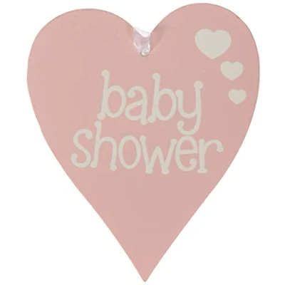 Image of Pastel Pink Baby Shower Wooden Heart