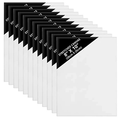 Image of Kurtzy Blank Canvas (12 Pack) 20 x 25cm (8 10 inches) Pre Stretched Panel Boards Suitable for Acrylic and Oil Painting Also Sketching Drawing