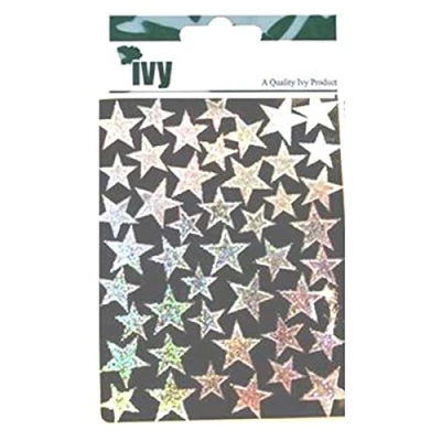 Image of Ivy Holographic Silver Self Adhesive Merit Stars Reward Stickers Sticky Labels (90 Stickers)