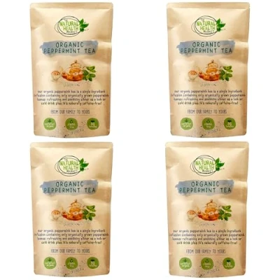 Image of Organic Peppermint Tea Bags (200 4 x 50 bag packs) By The Natural Health Market Rubbed Fresh Leaves Plastic Free