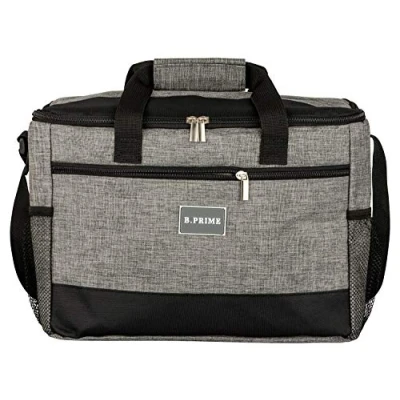 Image of B.PRIME Large 20 litres Insulated Cool Bag 36 x 26 22 cm Lunch Cooler Grey