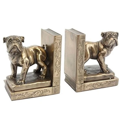 Image of Leonardo Collection Bronzed Bulldog Bookends, Wood, 26x9.5x16 cm