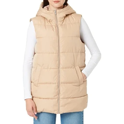 Image of Vila Women&#039;s Vitate S/L Puffer Vest Noos, sesame, XS/S
