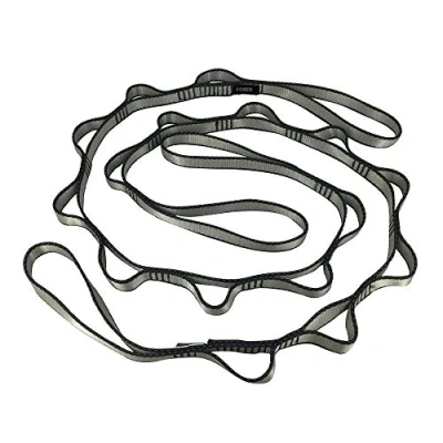 Image of FOSER 2pcs Daisy Chains, Yoga Hammock Extension Strap, 23KN Adjustable Nylon Climbing Sling Fitness Pilates and Exercise Extend Band (GRAY)