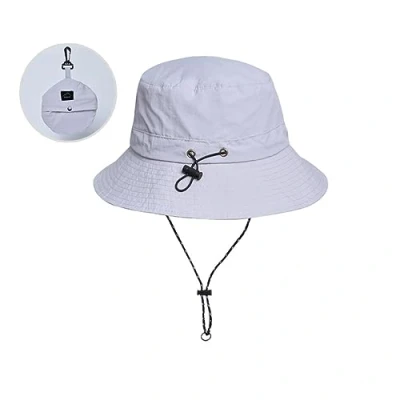 Image of xbiez Waterproof Hiking Hat Sun Fisherman Fishing Foldable Camping Bucket Light Gray