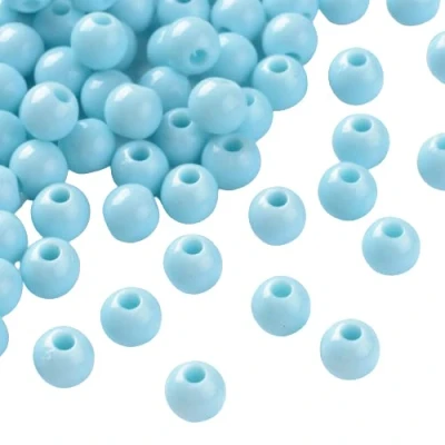 Image of Pack of 200 Opaque Acrylic 6mm Round Large Hole Beads Sky Blue