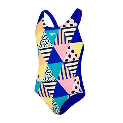 Image of Speedo Childrens Unisex DazzleBloc Splashback Multicoloured Juniors Swimsuit Multicolour Size 7 8Y