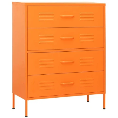 Image of vidaXL Chest of Drawers Orange 80x35x101.5 cm Steel