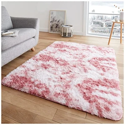 Image of GC GAVENO CAVAILIA Large Rugs Living Room Rug Floor Carpet Extra Soft Non Slip Fluffy Bedroom Black 200X290 Blush Pink