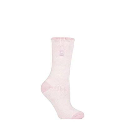 Image of Women&#039;s 1 Pair SOCKSHOP Heat Holders 1.6 TOG Lite Patterned and Striped Socks Venice Heel &amp; Toe Dusted Pink 4 8 Ladies