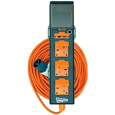 Image of Leisurewize Mobile Caravan Mains Unit, 15 Metre Cable 3 UK Plug Sockets, 2 USB Ports Motorhome Campsite Power Hook Up (LWACC429)