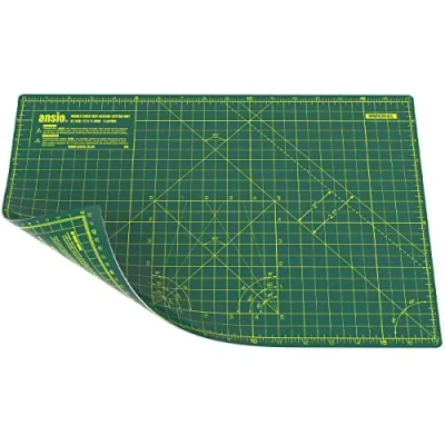 Image of ANSIO Craft Cutting Mat Self Healing A3 Double Sided 5 Layers Quilting, Sewing, Scrapbooking, Fabric &amp; Papercraft Imperial/Metric 17 Inch x 11 / 42cm 27cm Green/Green