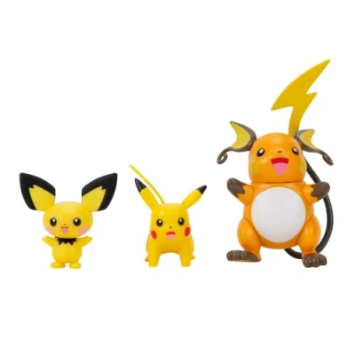 Image of Pokemon PKW2778 Select 3 Pack Features Pichu and Pikachu Inch Raichu Battle Figures, Evolution Multipack Style 2