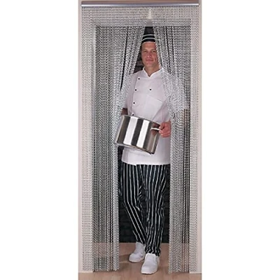 Image of Eazyzap Chain Door Fly Screen in Grey Anodised Aluminium Pest Control Curtain up to 900mm Wide