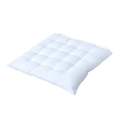 Image of HOMESCAPES Seat Pad White 40 x cm Indoor Garden Dining Chair Cushion with a Button Tie Handle to fix 100% Cotton Well Filled Easy Care Washable at Home