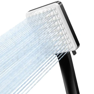 Image of VOXON Shower Head, Powerful High Pressure Heads with 6 Spray Modes, Universal Handheld Square Large Rain for Low Water Pressure, Black