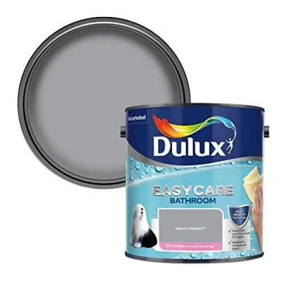 Image of Dulux Easycare Bathroom Soft Sheen Emulsion Paint For Walls And Ceilings Warm Pewter 2.5 Litres