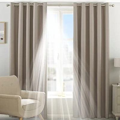 Image of Riva Home Eclipse Blackout Eyelet Curtains, Polyester, Natural, 66 X 72 (168 183 cm)
