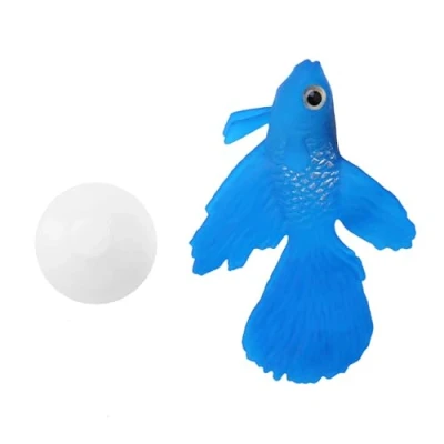 Image of TOPINCN Silicone Artificial Fish High Simulation Lifelike Floating Aquarium Tank Ornament Decoration With Line Suction Cup(Blue Betta Fish)